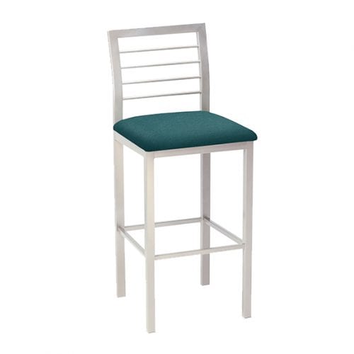 thin ladder back metal barstool with upholstery